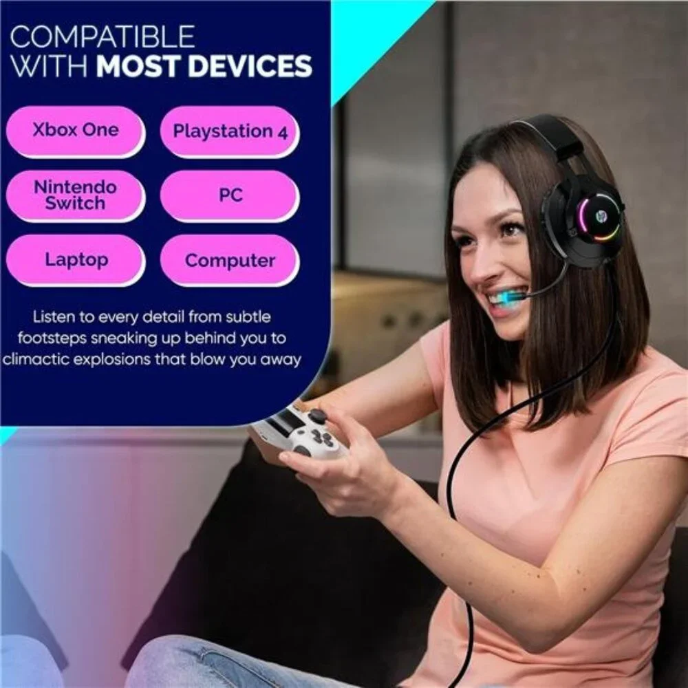 HP Gaming Headset with Microphone Wired Over Ear Gaming Headphones
